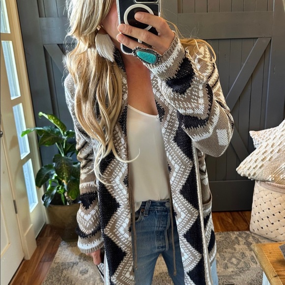 New Aztec Tribal Boho Western Cardigan Sweater Southwest Coat - Picture 3 of 12